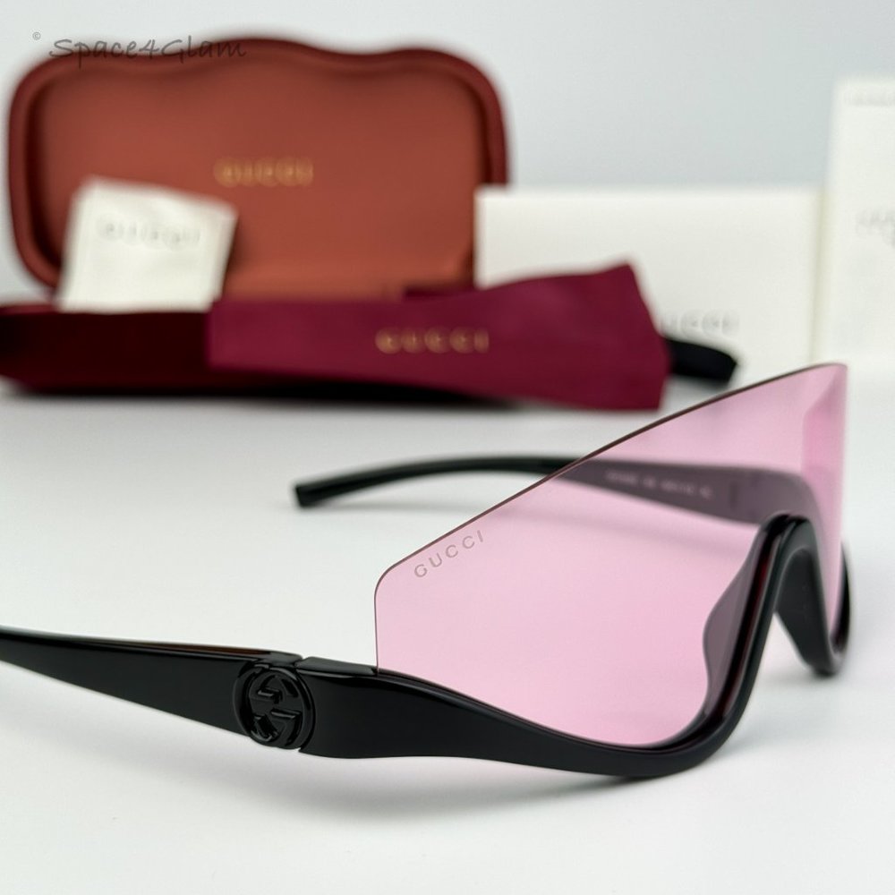 Gucci Women Sunglasses Black Pink Shield Mask GG1650S 002 BRAND NEW - Picture 7 of 12